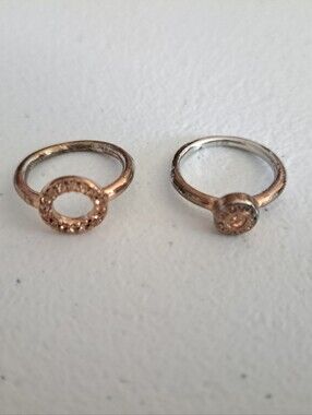 Coach Fashion Rose Gold & Silver Circle Accent Ring Set - Unbranded